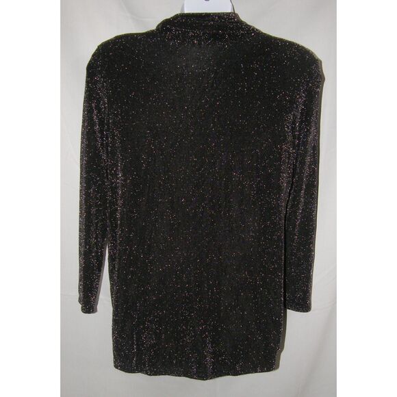 Sparkly Silver Sz Large Stretchy Sleeveless Top & Open Jacket 2 pc Roomy Set - Picture 2 of 5